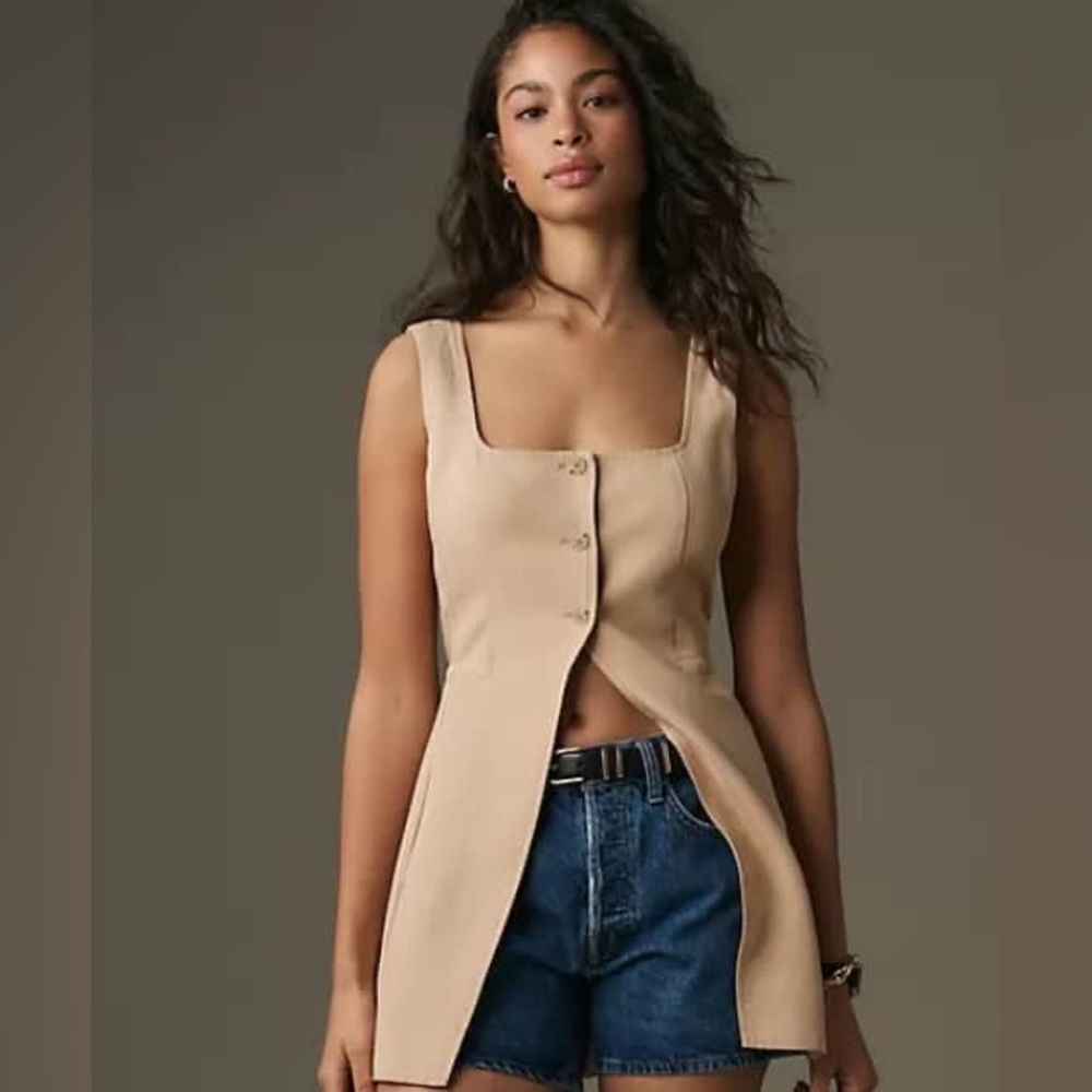 By Anthropologie Longline Cut-Away Vest